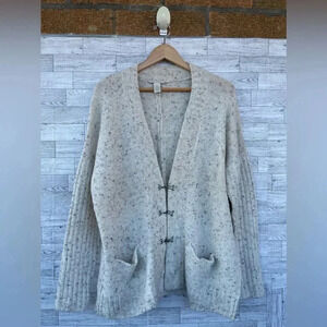 white + warren wool cashmere 3 hook grandpa cardigan oatmeal size medium
